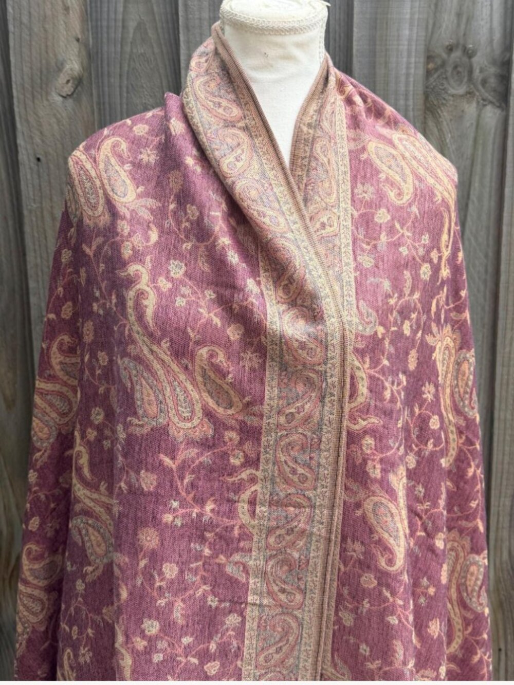 Reversible Pink and Beige Pashmina Scarf, Shawl Wrap, Headcover
